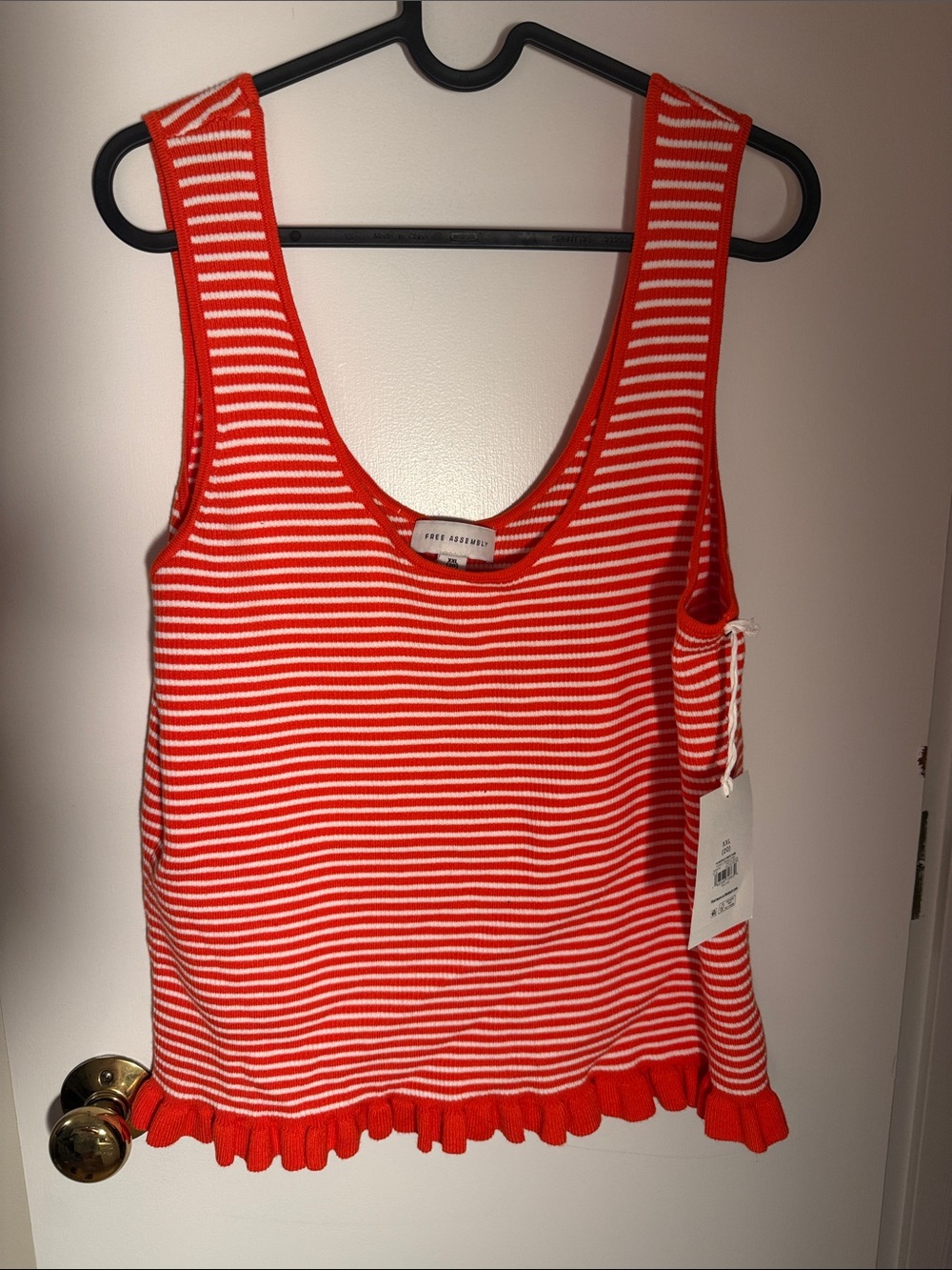 Free Assembly Orange and White Striped Tank